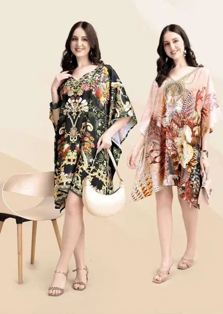 Kaftan Silk Poncho Vol 5 By Jisha Poly Feather Silk Kurtis Wholesalers In Surat